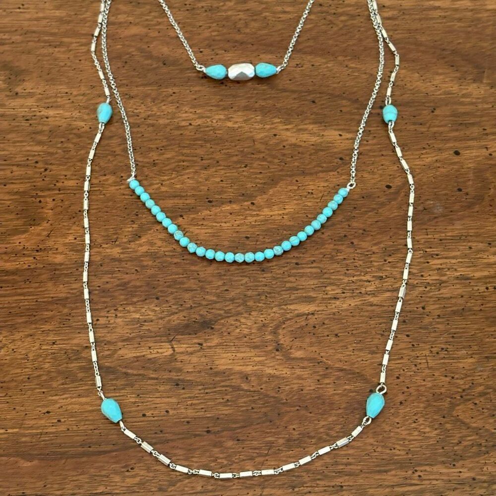 Lucky Brand | Turquoise Layer Necklace | Silver Tone Metal